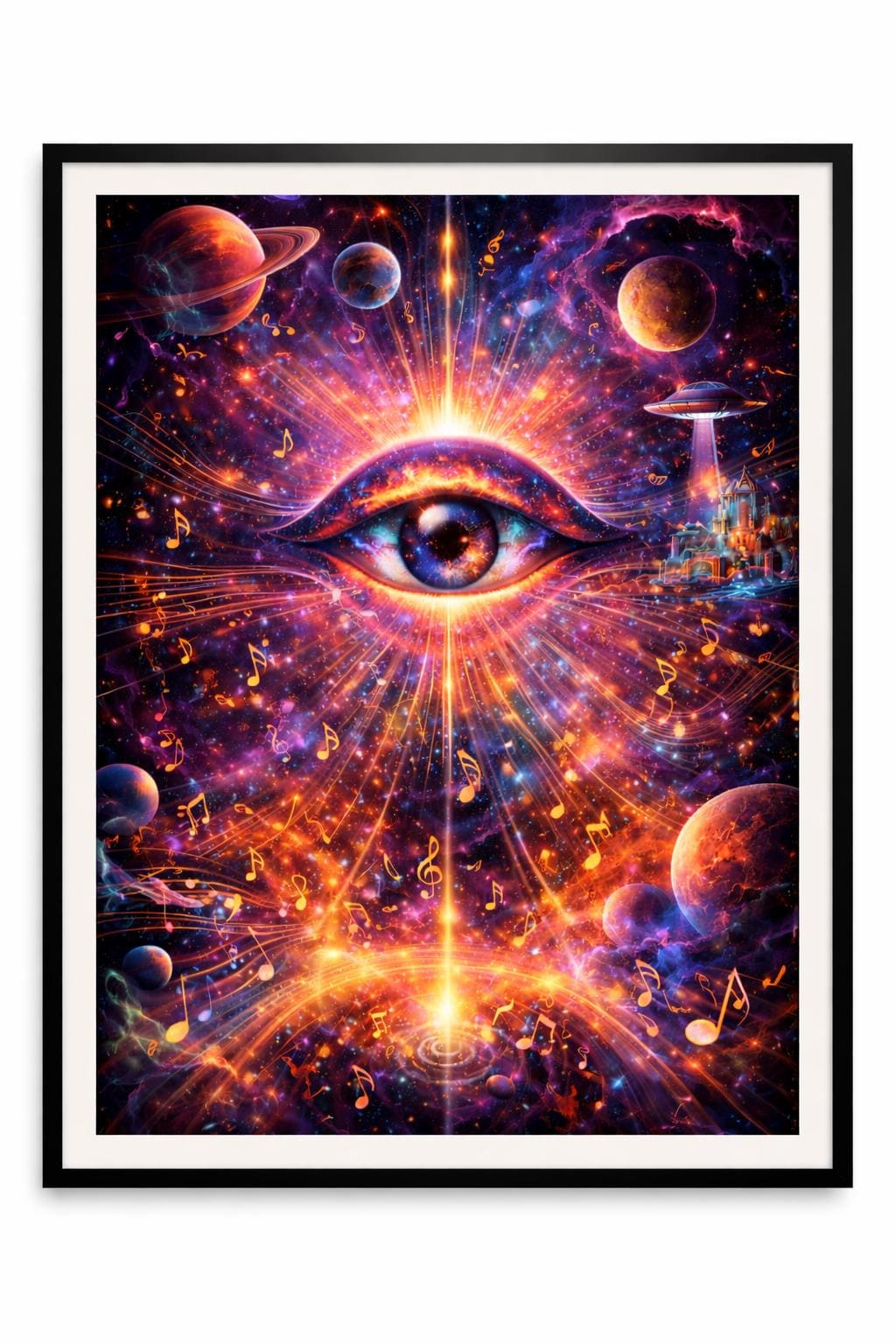 Cosmic Music Art, Psychedelic Wall Art, Abstract Musical Notes Artwork, Surreal Space Art, Music Lover Decor, Printable Wall Art