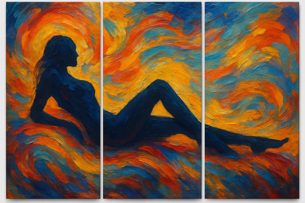 Abstract Female Silhouette Triptych - Vibrant Modern Wall Art (Digital Download Prints)