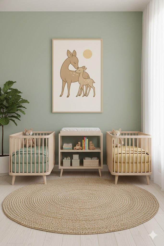 Deer Family Nursery Art | Minimalist Woodland Print (Digital Download)