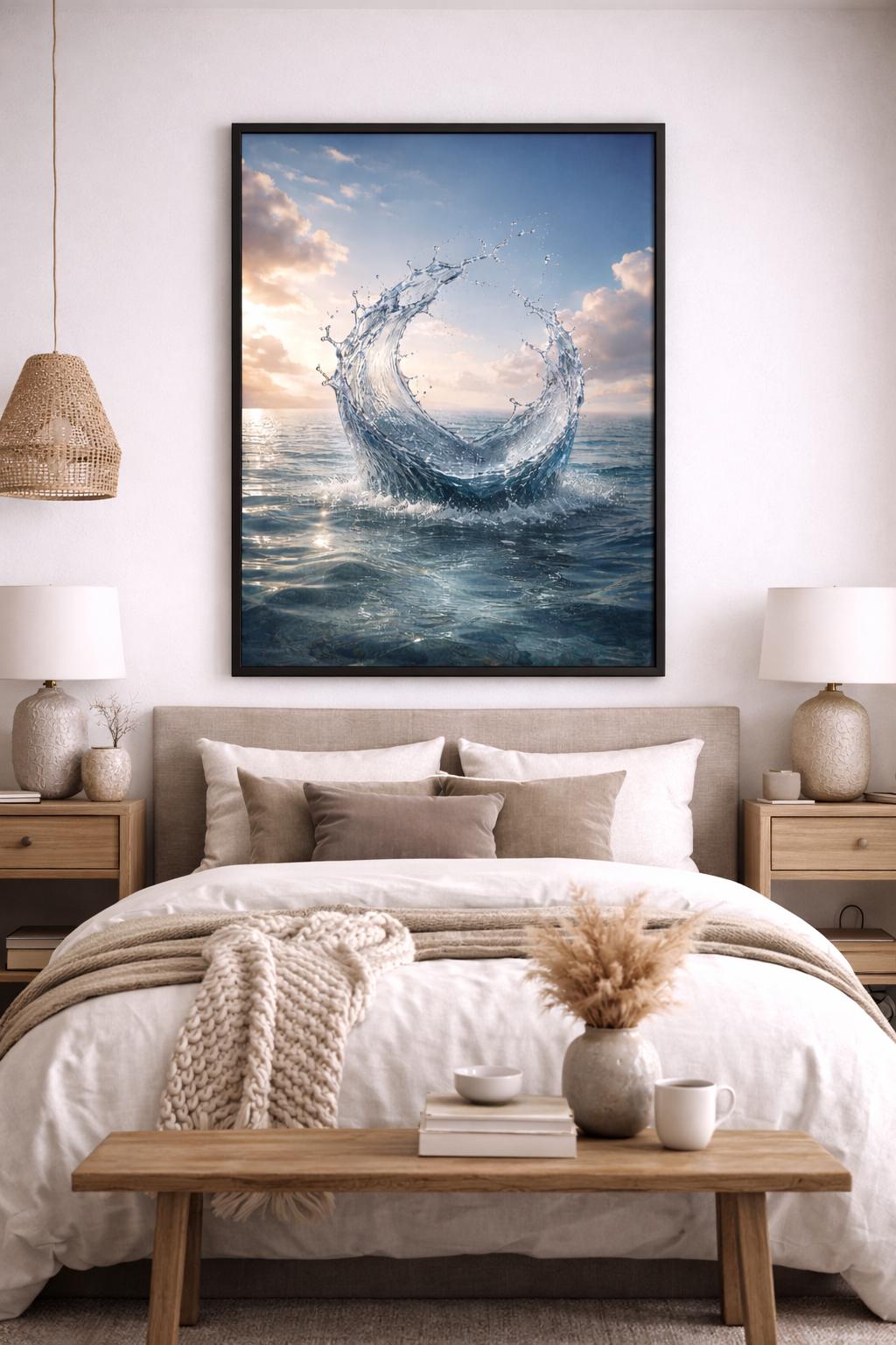 Frozen Water Splash Wall Art, Ocean Wave Freeze Frame, Modern Coastal Photography, Serene Nature Printable Art
