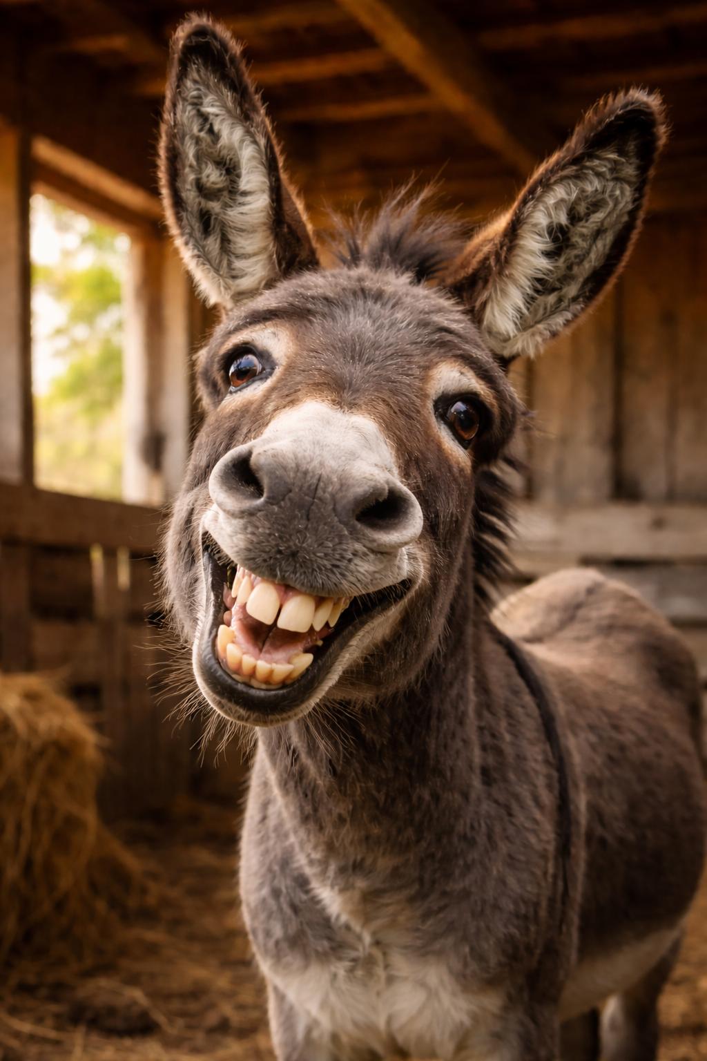 Funny Donkey Wall Art, Realistic Farm Animal Print, Rustic Farmhouse Decor, Humorous Donkey Portrait Printable