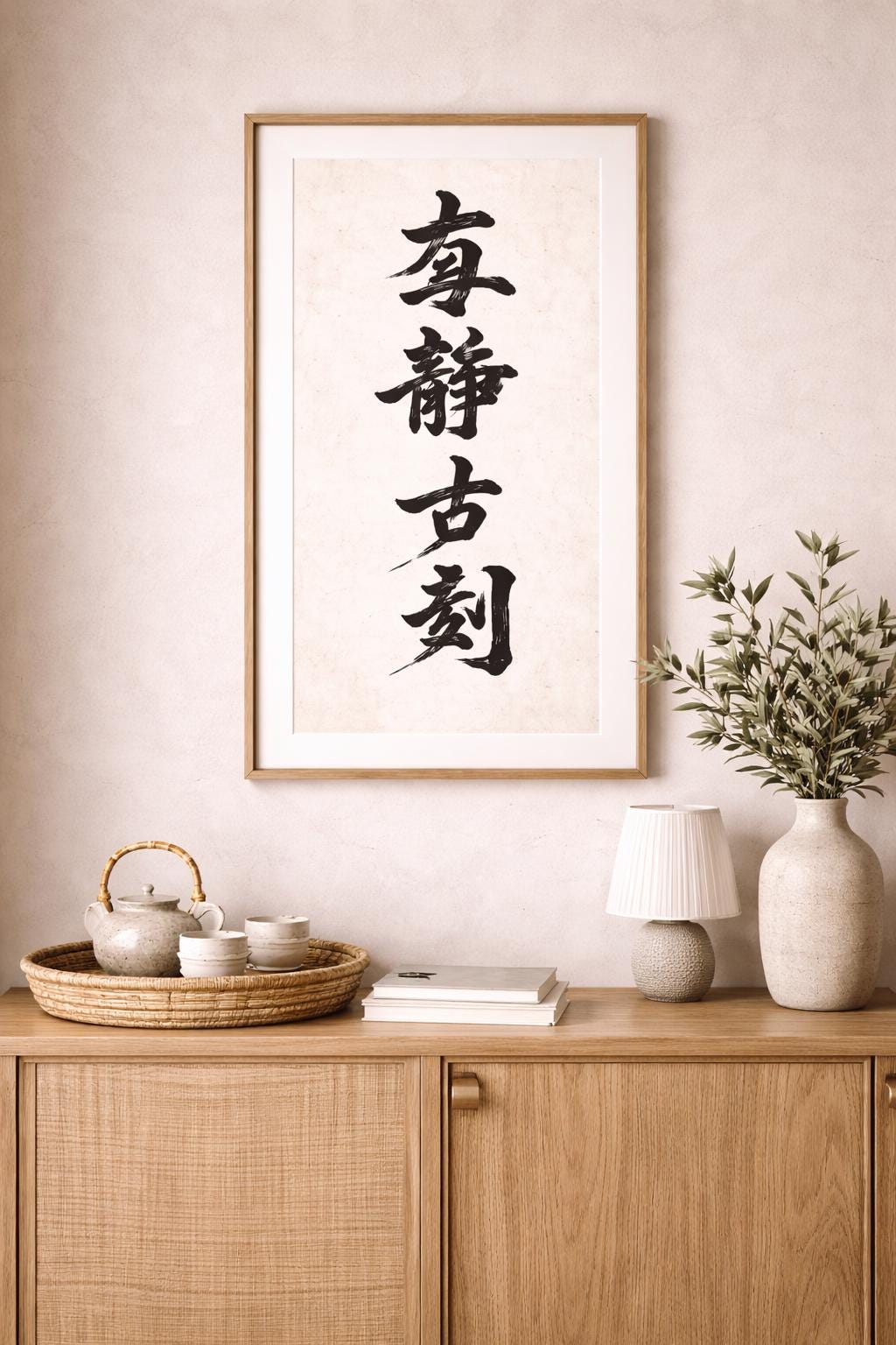 Zen Chinese Calligraphy Art, Vertical Banner, Minimalist Asian Decor (Digital Download)
