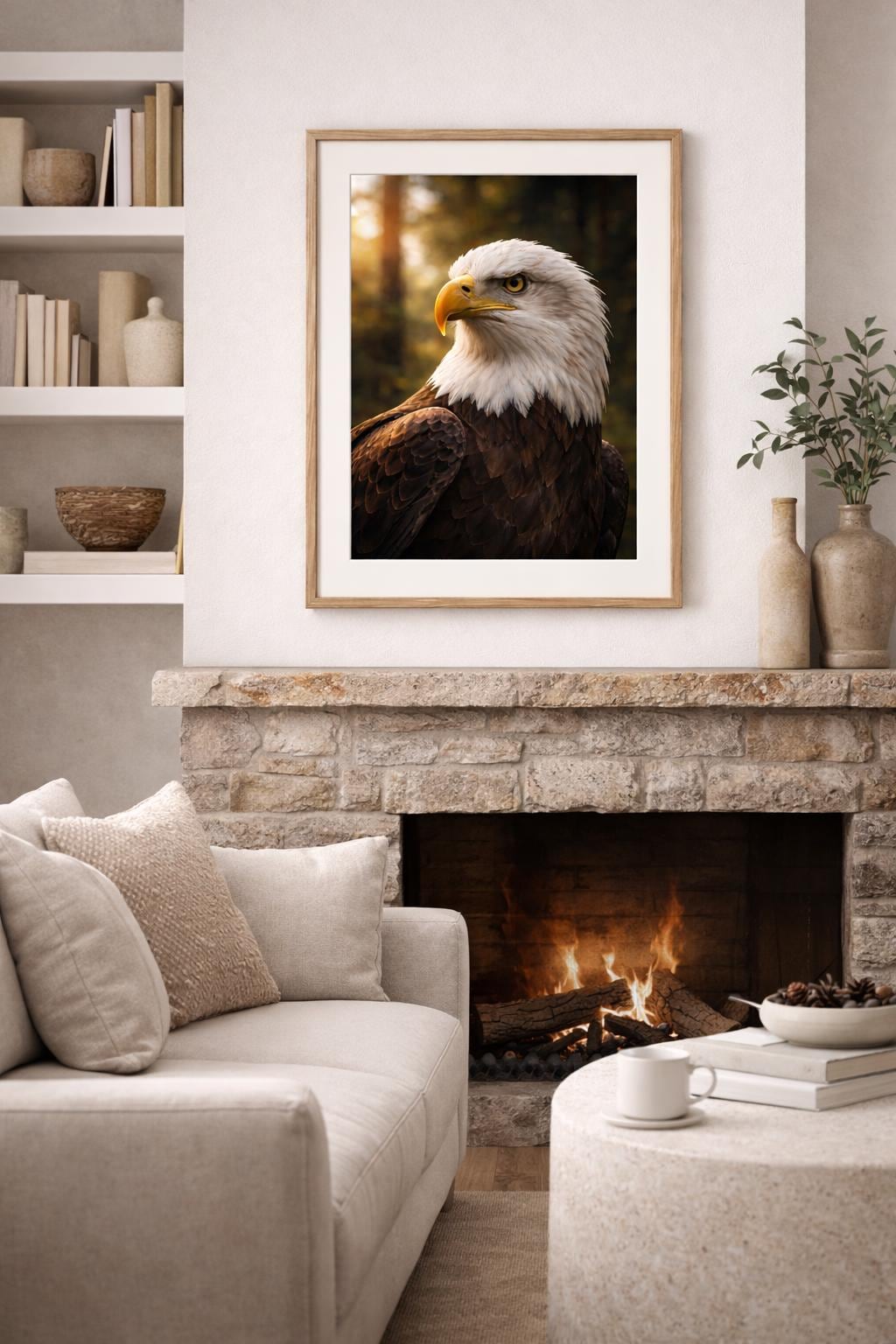 Bald Eagle Wall Art Print, Realistic Wildlife Bird Art, Eagle Portrait Nature Decor, Printable Wall Art Digital Download
