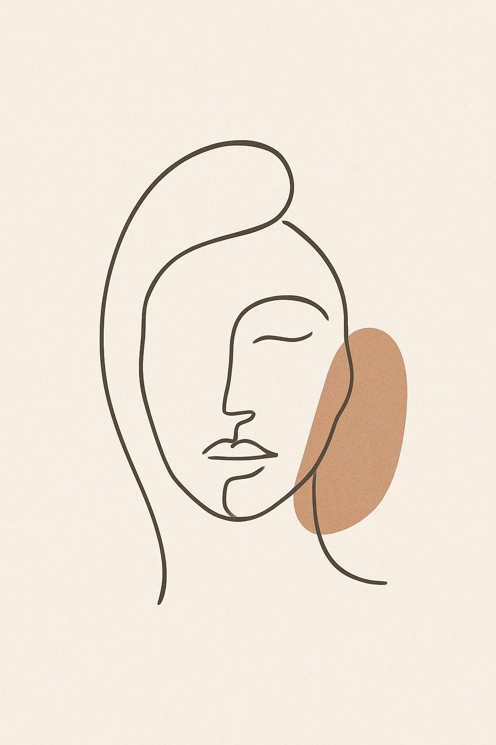 Abstract Line Art Face Print | Modern Boho Wall Decor (Digital Download)