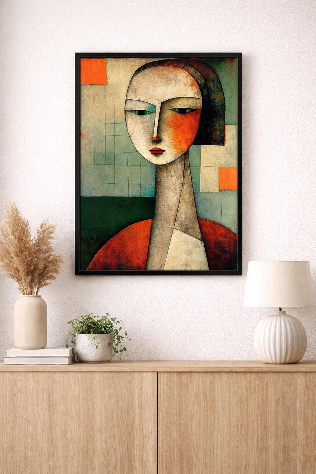 Abstract Cubist Face Wall Art, Modern Portrait Print, Geometric Surreal Art, Contemporary Printable Artwork