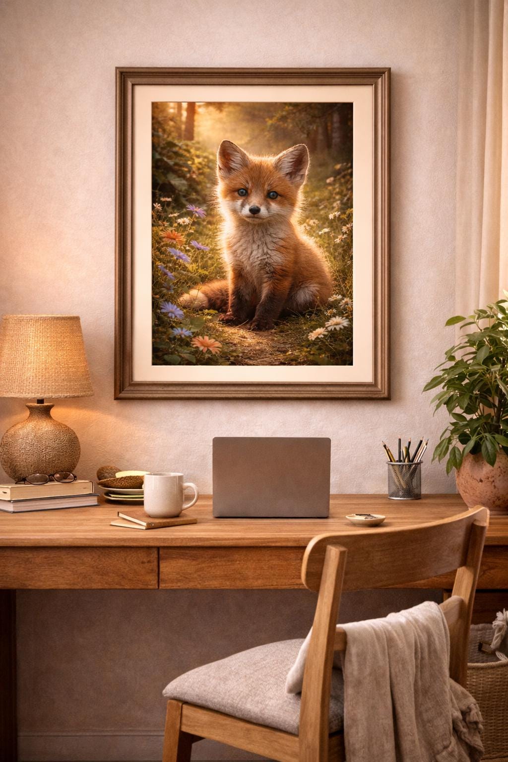 Baby Fox Wall Art | Realistic Fox Artwork | Woodland Nursery Decor | Wildlife Animal Art | Digital Download