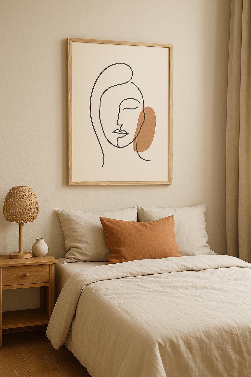 Abstract Line Art Face Print | Modern Boho Wall Decor (Digital Download)