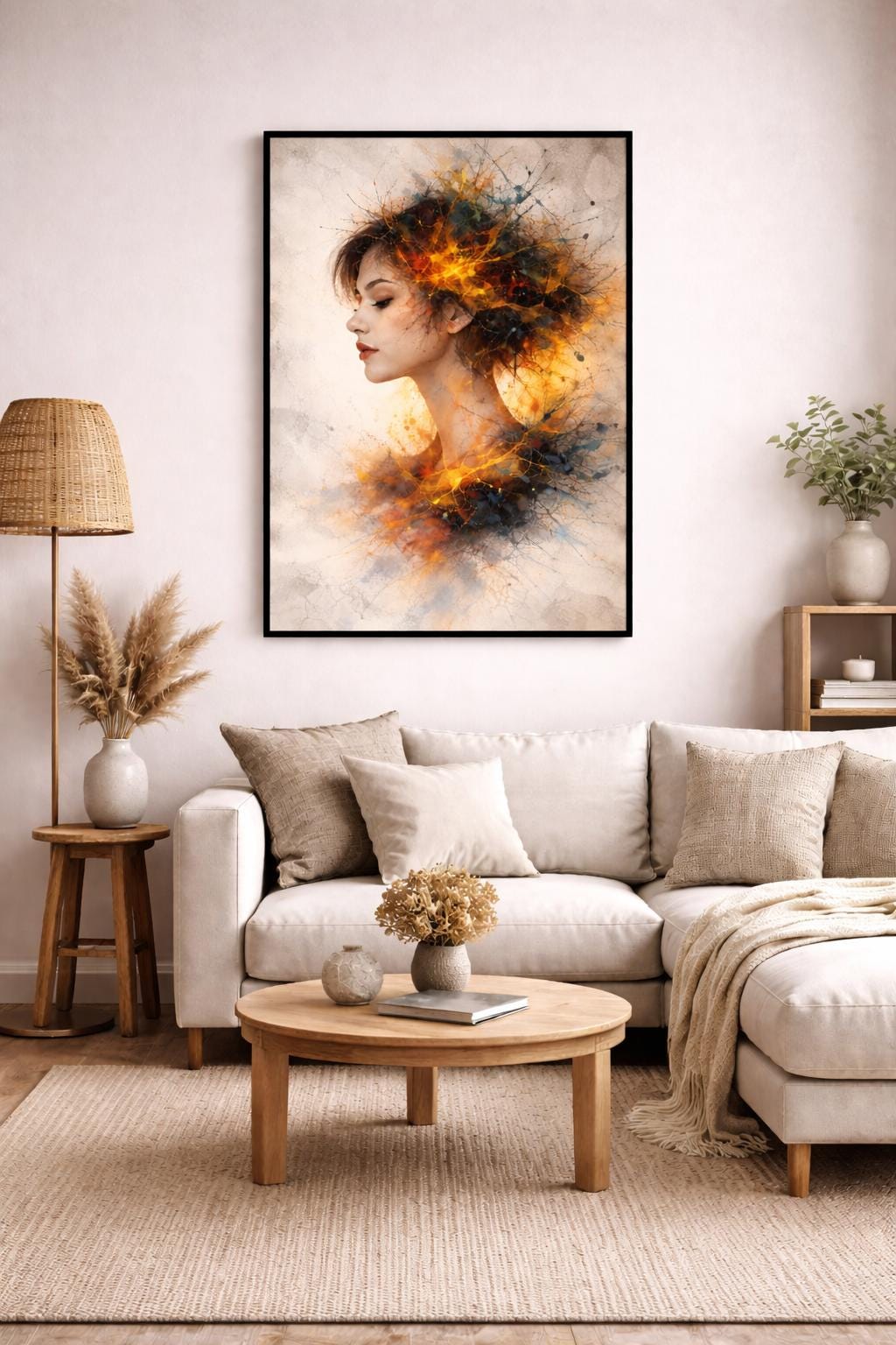 Abstract Woman Profile Wall Art | Left Facing Portrait | Modern Emotional Art | Contemporary Printable Wall Decor