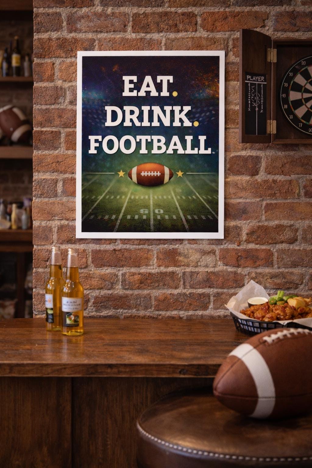 Eat Drink Football Printable Sign, Game Day Party Decor, Super Bowl Wall Art, Football Party Digital Download