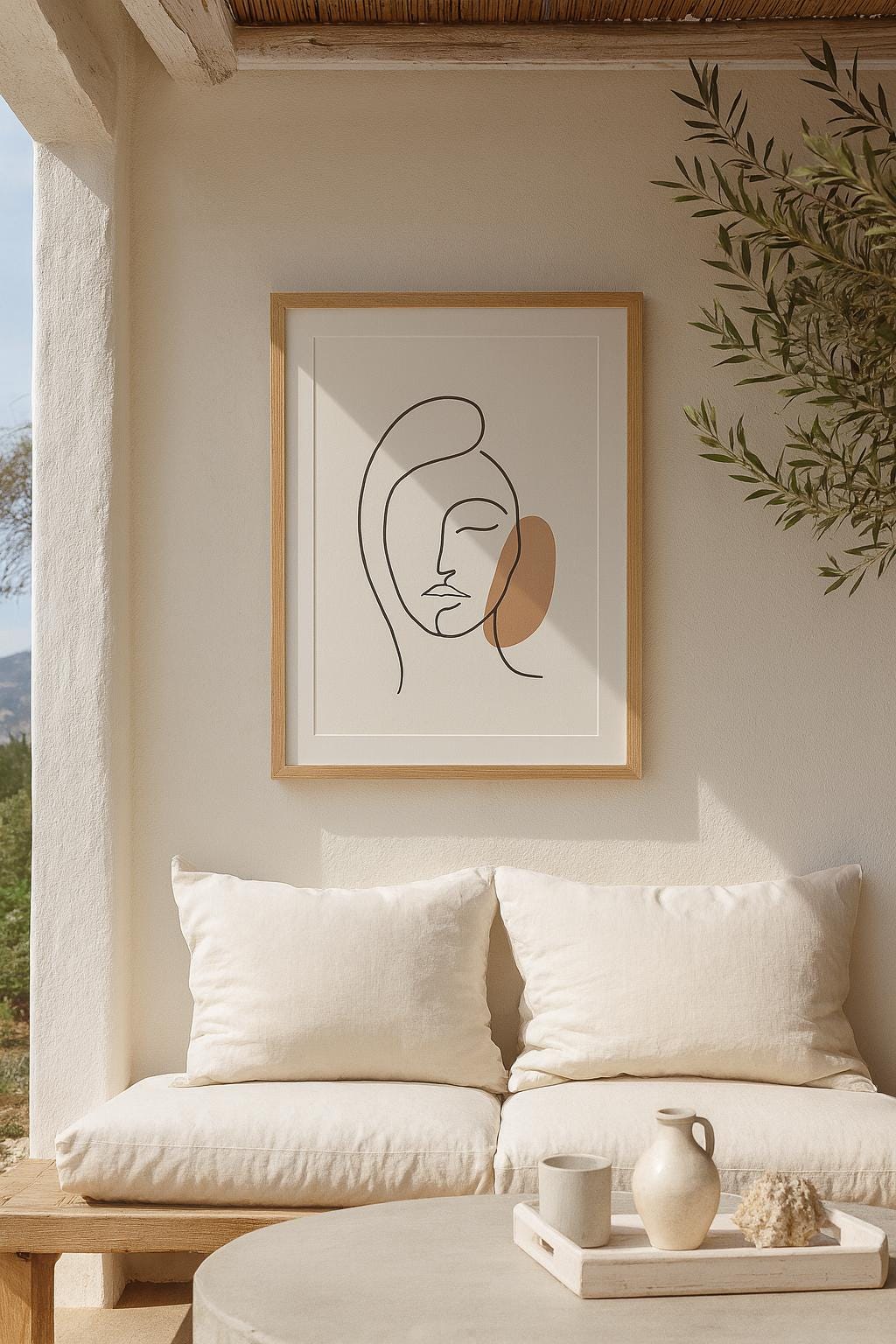 Abstract Line Art Face Print | Modern Boho Wall Decor (Digital Download)