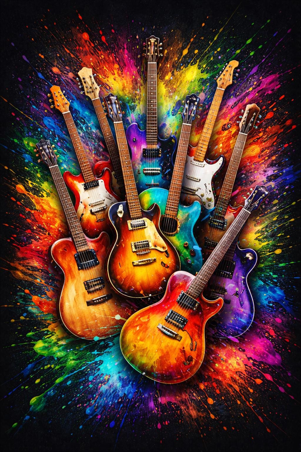 Abstract Guitar Wall Art | Colorful Music Artwork | Guitar Art Print | Music Lover Decor | Digital Download