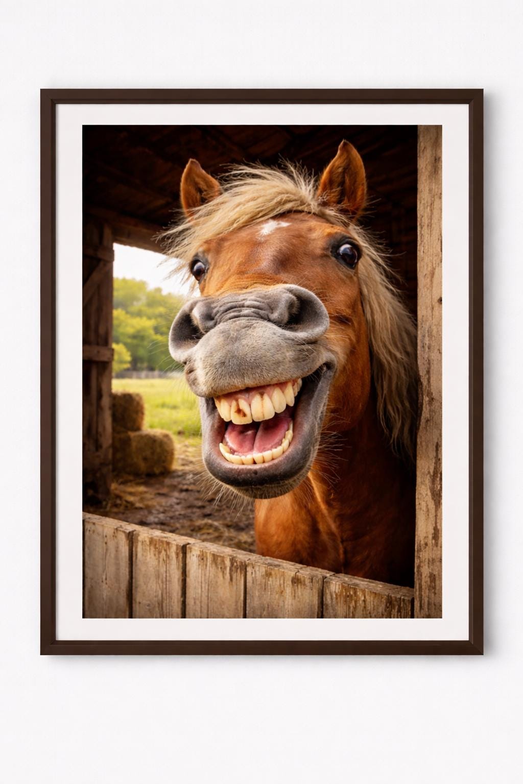 Funny Horse Wall Art, Realistic Horse Teeth Print, Rustic Farm Humor Decor, Western Barn Animal Artwork Printable
