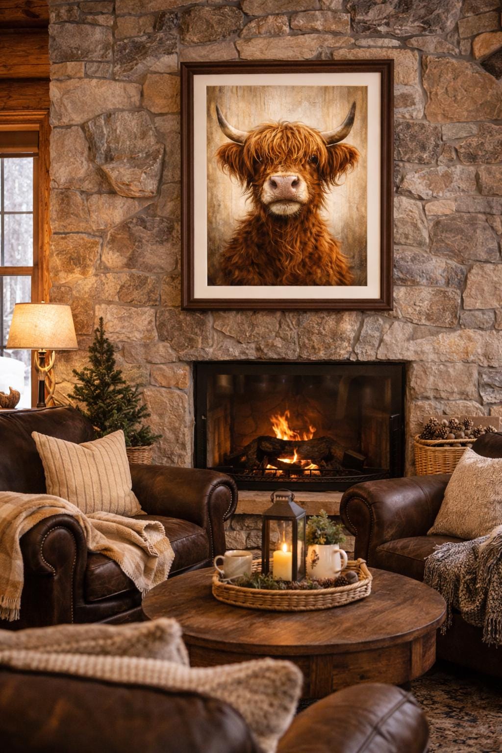 Highland Cow Wall Art, Rustic Farm Animal Print, Country Farmhouse Decor, Cozy Cabin Ranch Artwork Printable