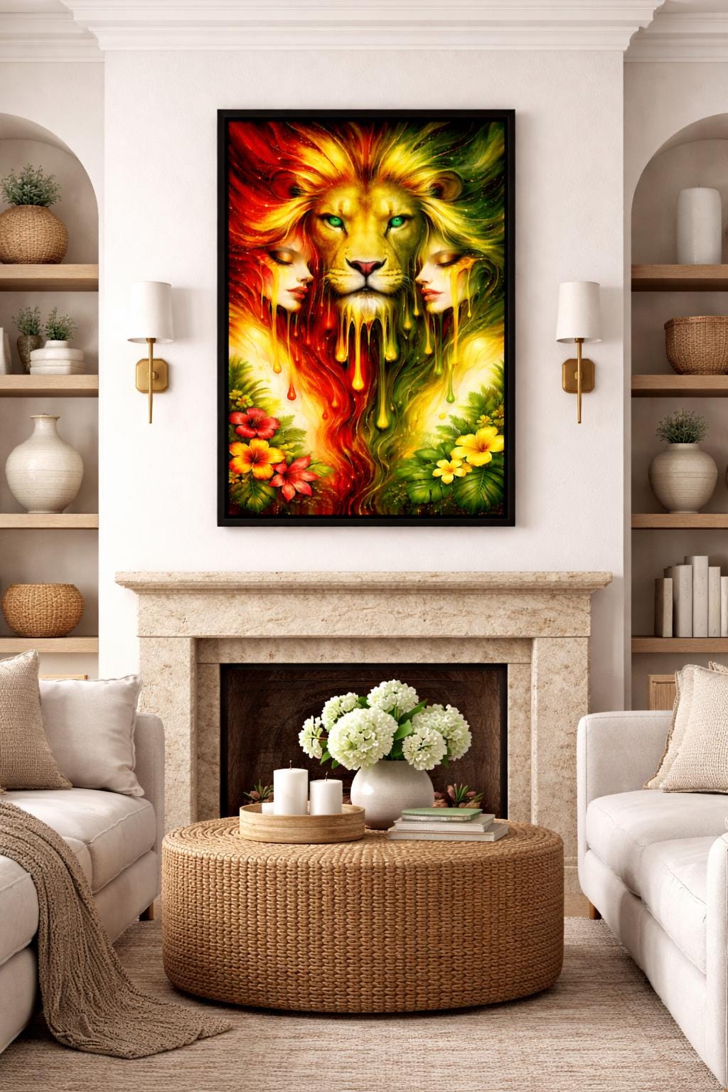 Reggae Lion Wall Art Printable, Rasta Lion Digital Download, Red Yellow Green Lion Art, Afro Caribbean Home Decor, Instant Download Poster