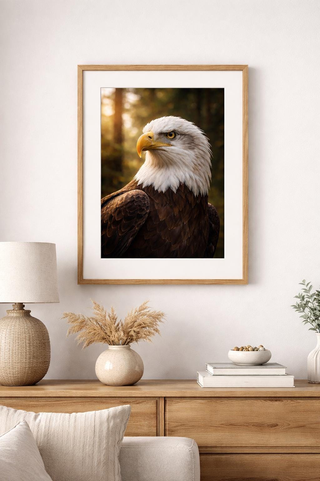 Bald Eagle Wall Art Print, Realistic Wildlife Bird Art, Eagle Portrait Nature Decor, Printable Wall Art Digital Download