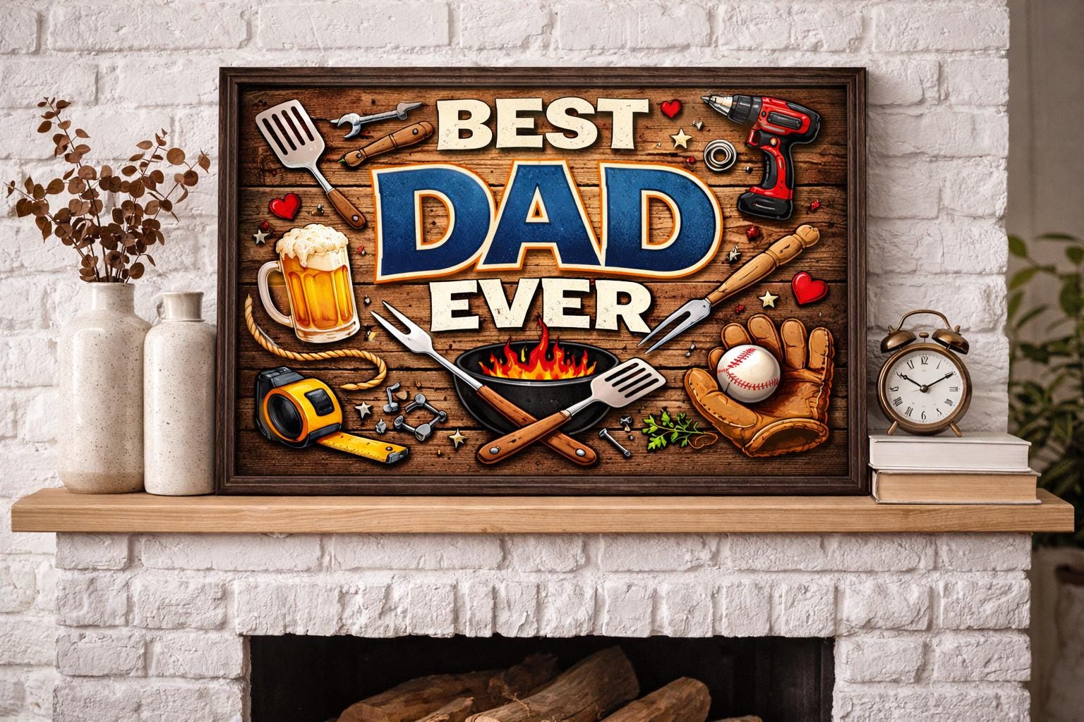 Dad Ever Rustic Man Cave Art, Father's Day Gift (Digital Download