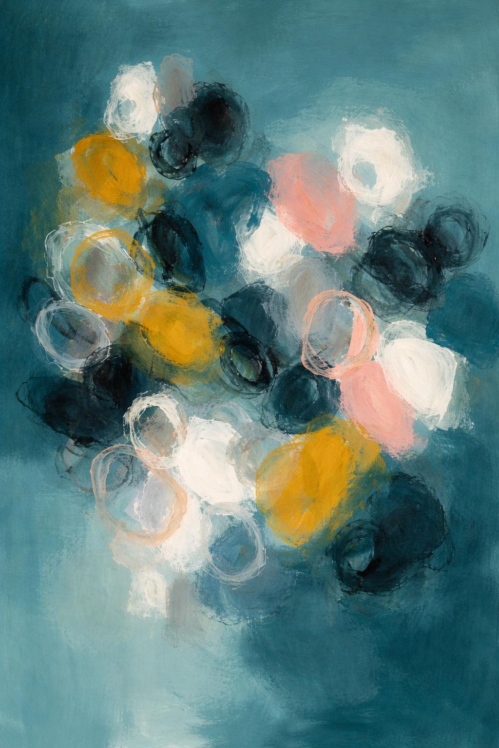 Abstract Teal Wall Art, Modern Expressionist Printable, Contemporary Blue Artwork, Minimal Abstract Digital Download