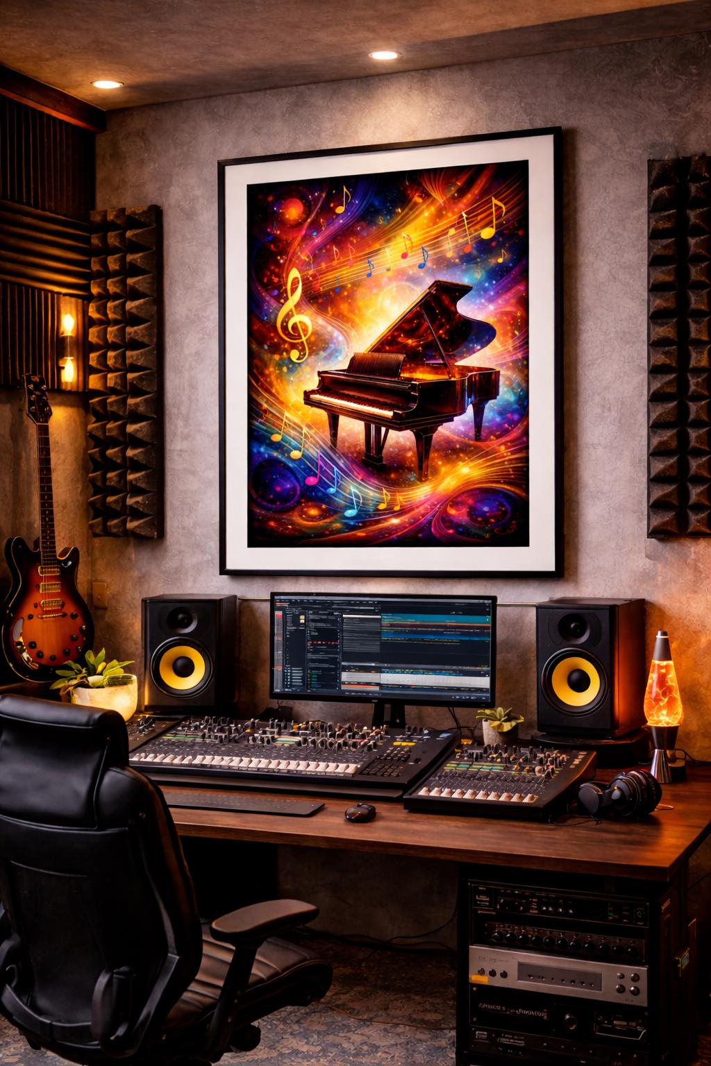 Abstract Piano Music Wall Art, Colorful Music Notes Artwork, Music Studio Decor, Modern Piano Art Print, Printable