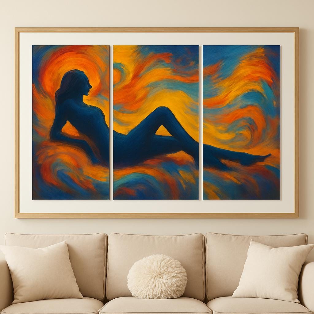 Abstract Female Silhouette Triptych - Vibrant Modern Wall Art (Digital Download Prints)