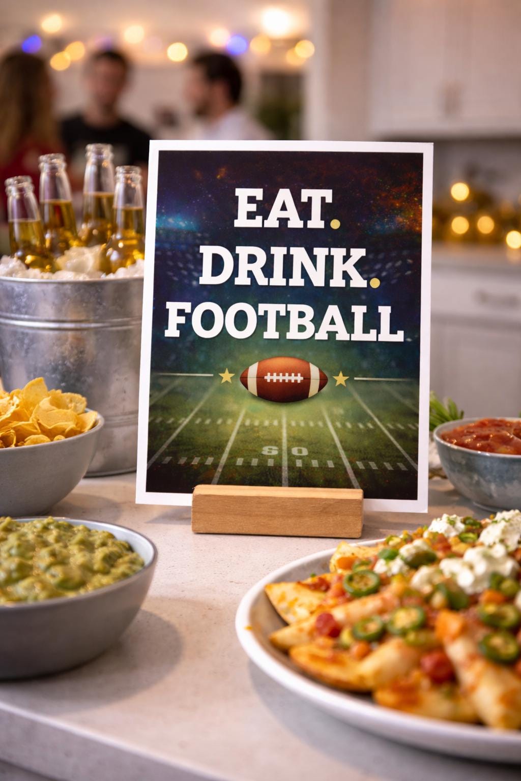 Eat Drink Football Printable Sign, Game Day Party Decor, Super Bowl Wall Art, Football Party Digital Download