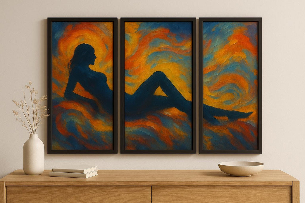 Abstract Female Silhouette Triptych - Vibrant Modern Wall Art (Digital Download Prints)