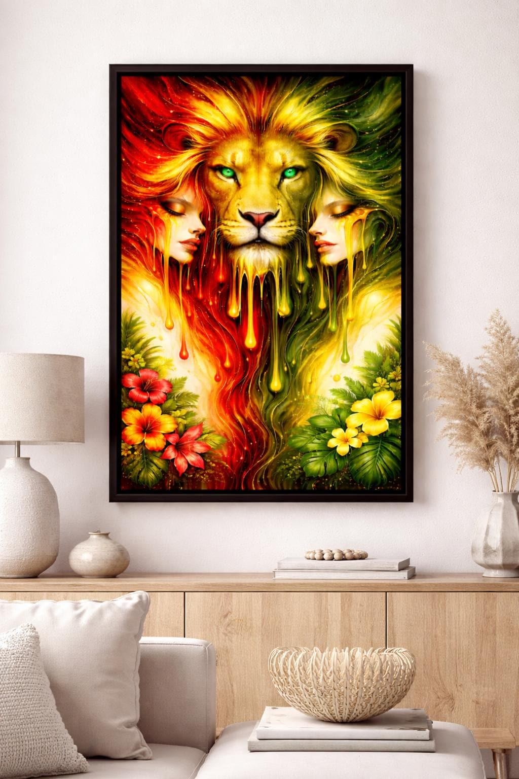 Reggae Lion Wall Art Printable, Rasta Lion Digital Download, Red Yellow Green Lion Art, Afro Caribbean Home Decor, Instant Download Poster