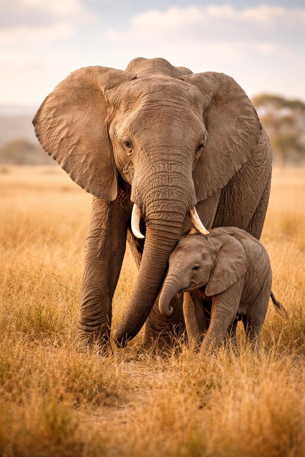 Elephant and Baby Art | Safari Nursery Wall Art (Digital Download)