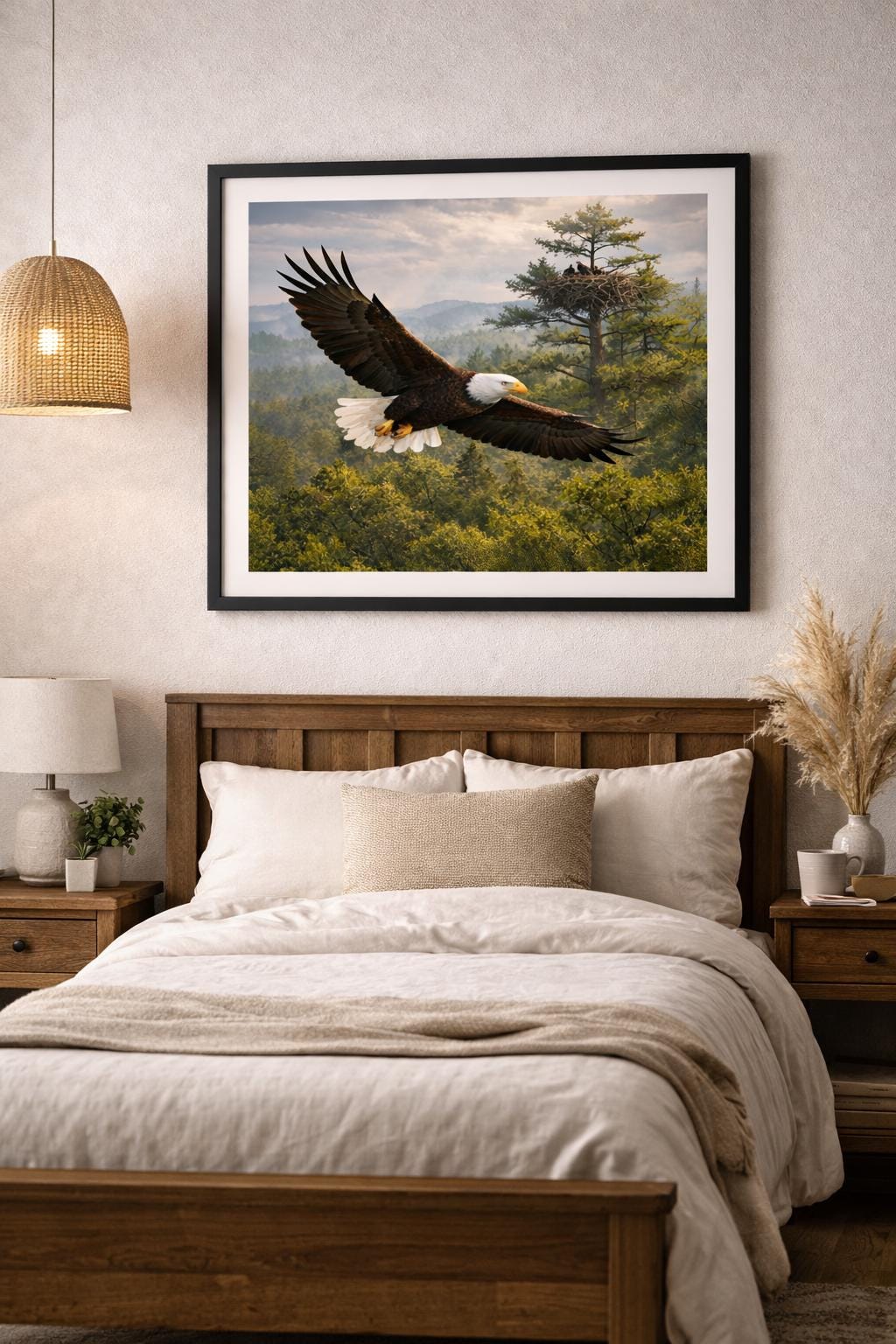 Bald Eagle Flying Wall Art, Eagle in Flight Wildlife Art, Realistic Bird Wall Decor, Nature Printable Digital Download