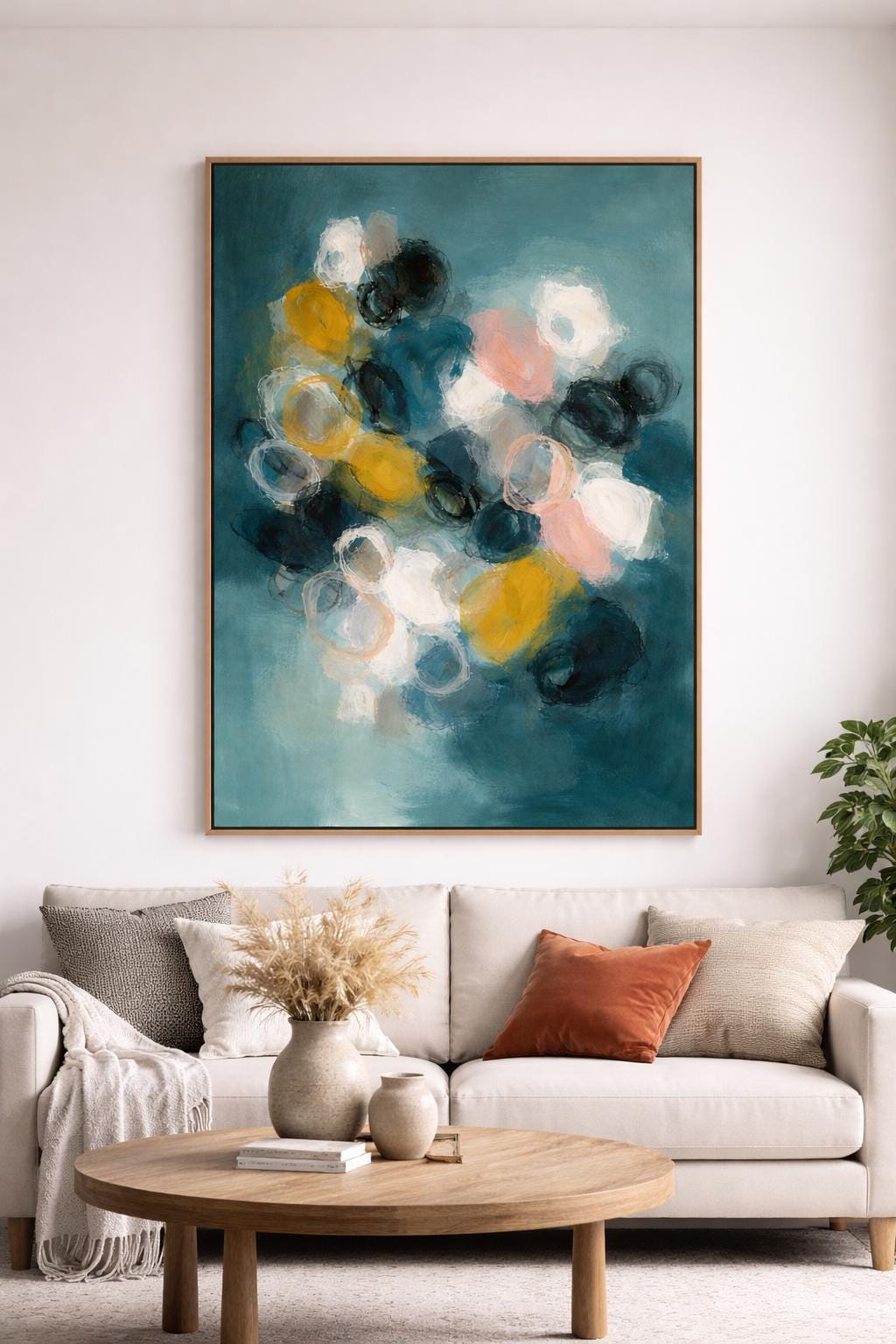 Abstract Teal Wall Art, Modern Expressionist Printable, Contemporary Blue Artwork, Minimal Abstract Digital Download