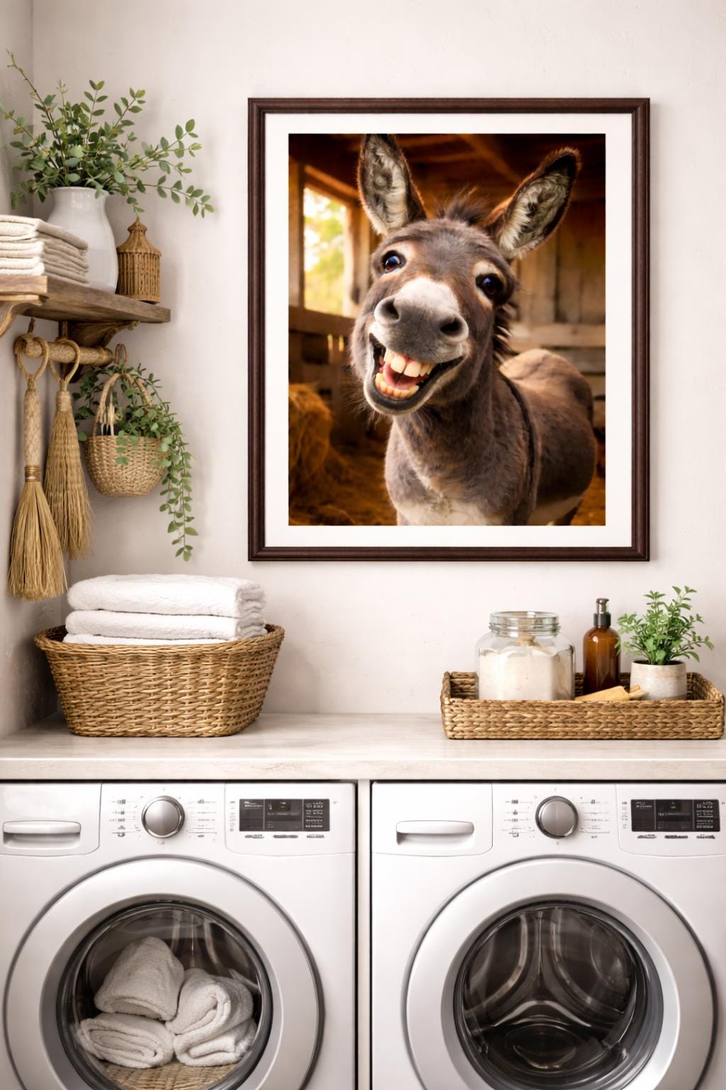 Funny Donkey Wall Art, Realistic Farm Animal Print, Rustic Farmhouse Decor, Humorous Donkey Portrait Printable