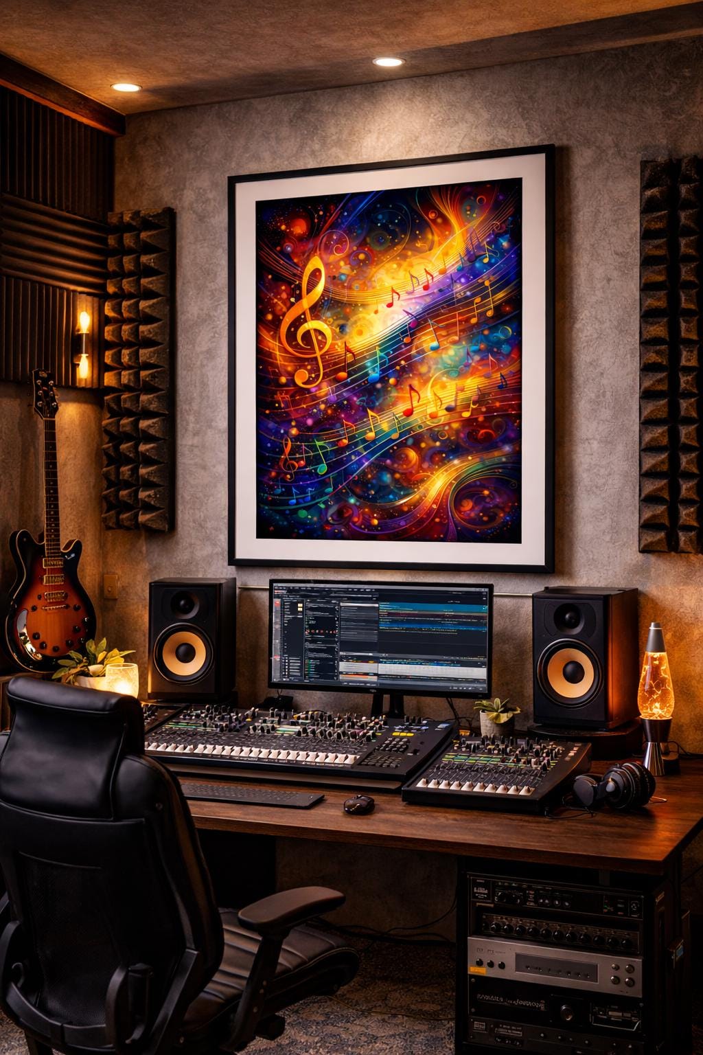 Abstract Music Notes Wall Art, Colorful Musical Notes Artwork, Treble Clef Music Decor, Vibrant Music Printable