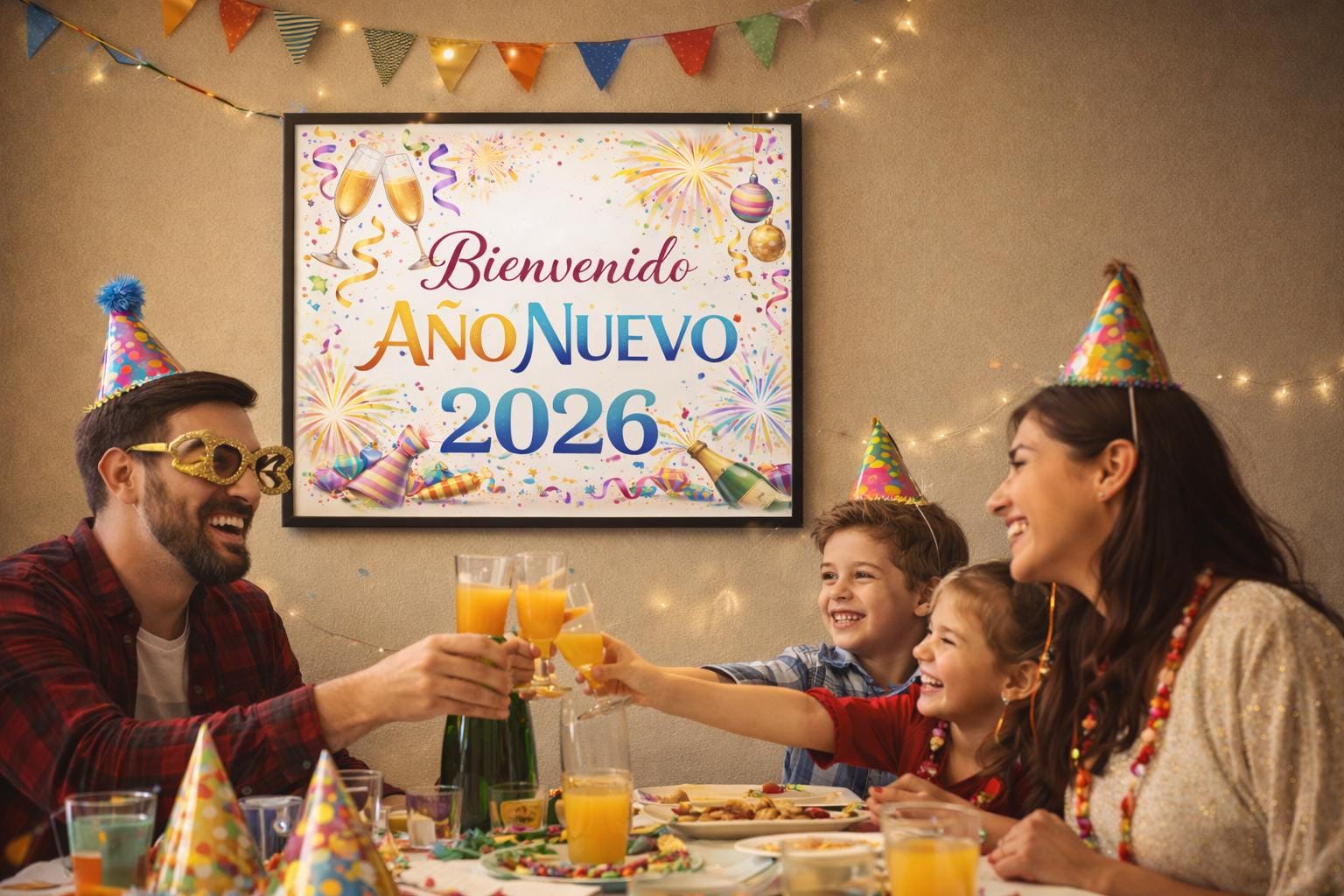 Bienvenido Año Nuevo 2026 Banner Printable | Spanish New Year Banner | Festive Holiday Header | Digital Download Party Decor