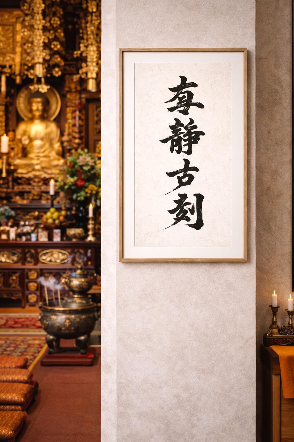 Zen Chinese Calligraphy Art, Vertical Banner, Minimalist Asian Decor (Digital Download)