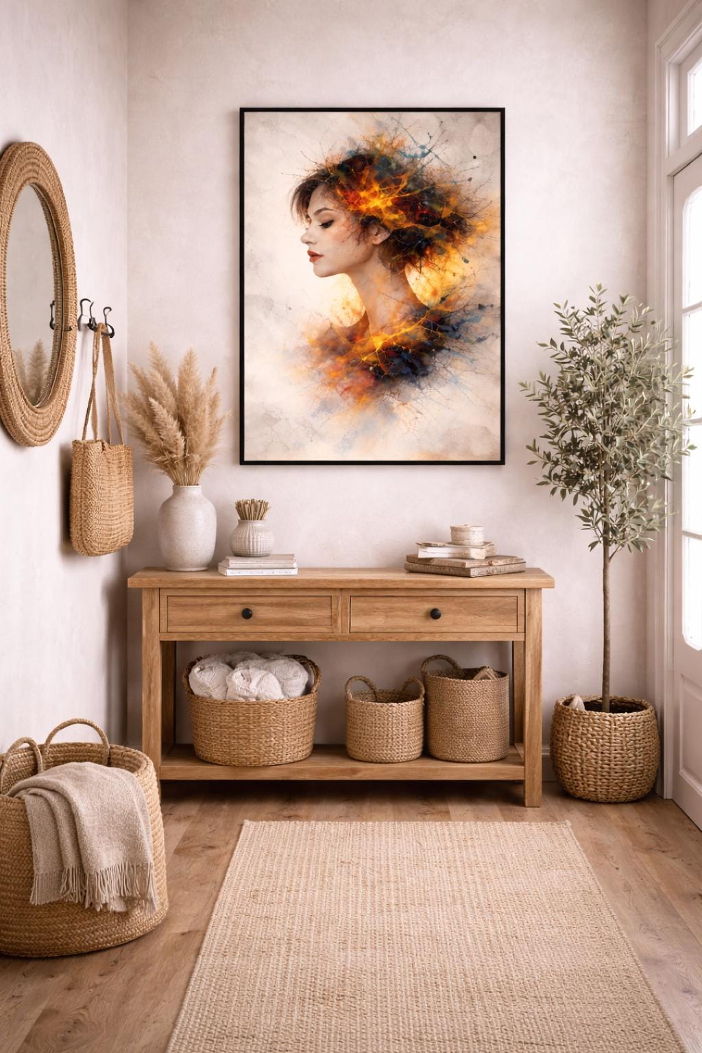 Abstract Woman Profile Wall Art | Left Facing Portrait | Modern Emotional Art | Contemporary Printable Wall Decor