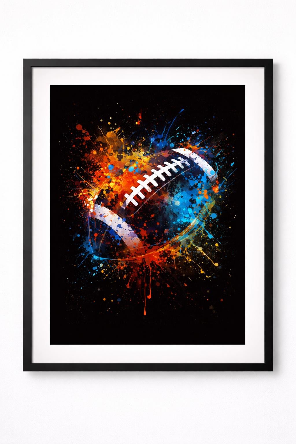 Abstract Football Wall Art, Game Day Paint Splatter Print, Modern Sports Decor, Super Bowl Party Digital Art