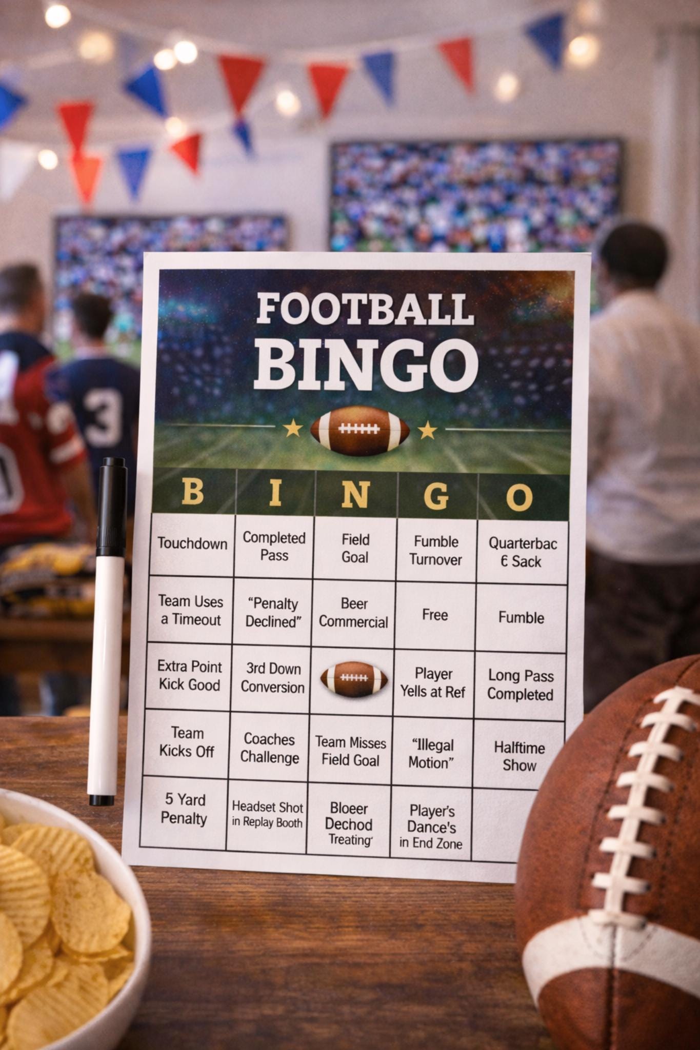 Football Bingo Printable Game | Super Bowl Party Bingo Card | Game Day Football Activity | Instant Download