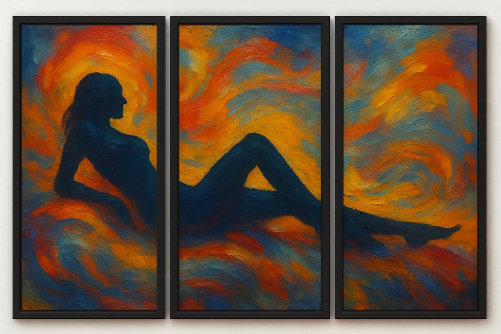 Abstract Female Silhouette Triptych - Vibrant Modern Wall Art (Digital Download Prints)