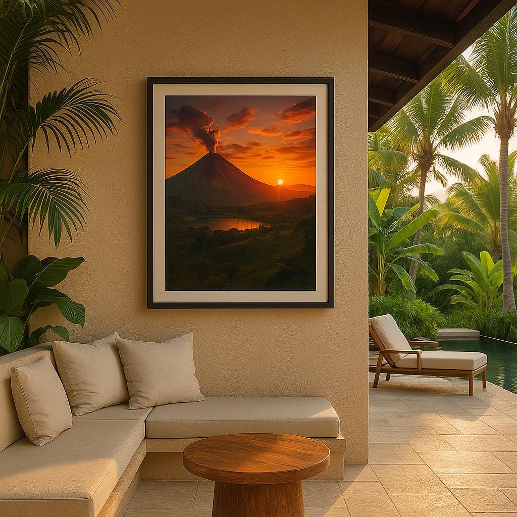 Arenal Volcano Sunset Art Print • Costa Rica Tropical Landscape