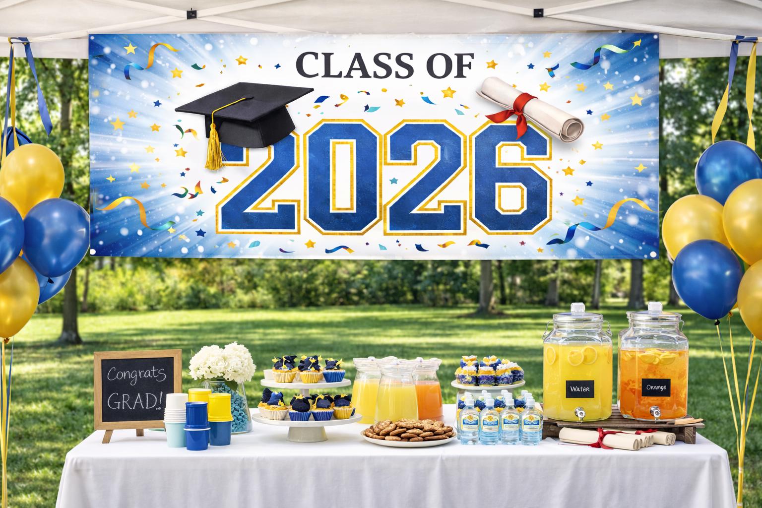 Graduation 2026 Banner Printable, Class of 2026 Graduation Party Banner, Congrats Grad Decor, Instant Download
