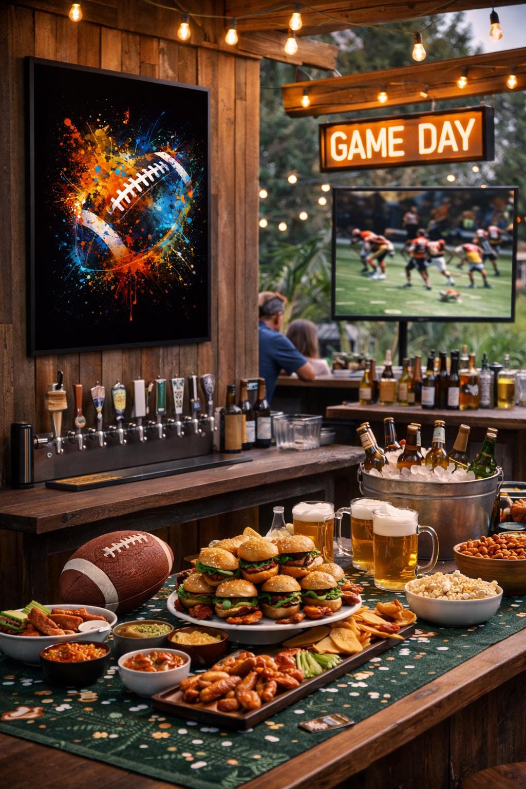 Abstract Football Wall Art, Game Day Paint Splatter Print, Modern Sports Decor, Super Bowl Party Digital Art