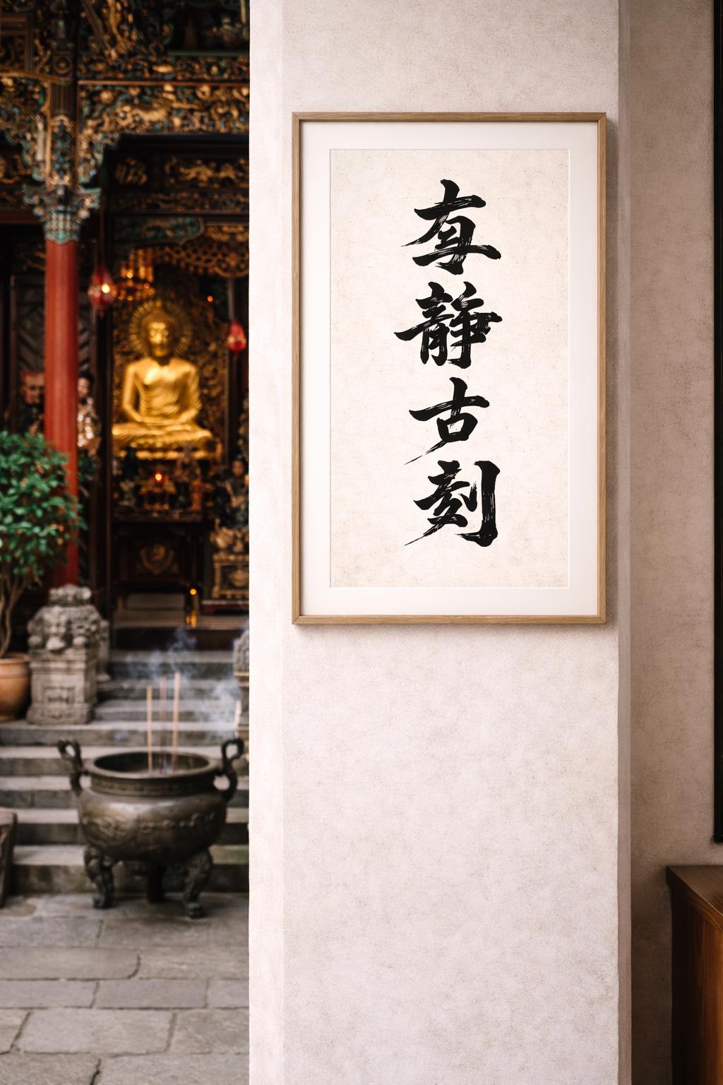 Zen Chinese Calligraphy Art, Vertical Banner, Minimalist Asian Decor (Digital Download)