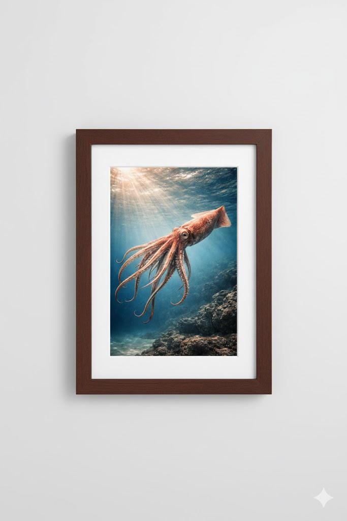 Giant Squid Wall Art Printable | Deep Sea Animal Art | Vintage Ocean Decor | Educational Marine Life Print | Instant Download