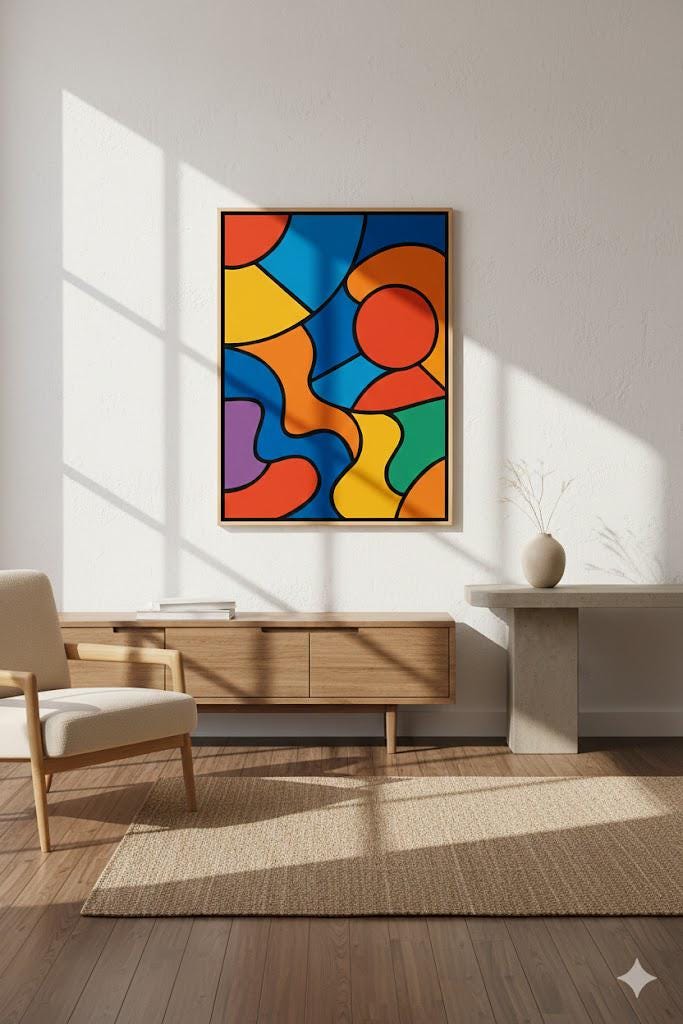 Colorful Abstract Geometric Art, Mid-Century Modern (Digital Download)