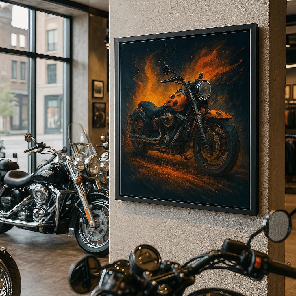 Flaming Cruiser Motorcycle Art • Bold Garage Decor (Digital Download)