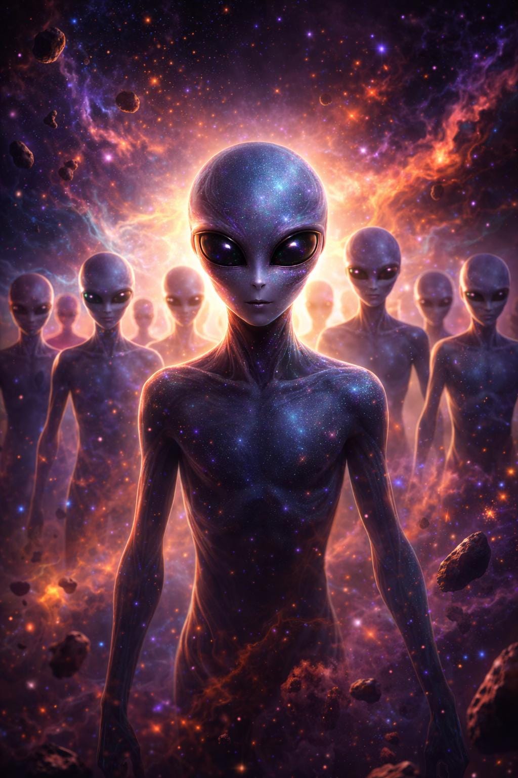 Alien Invasion Wall Art | Sci Fi Alien Group Artwork | Cosmic Space Art Print | Man Cave Garage Decor | Digital Download