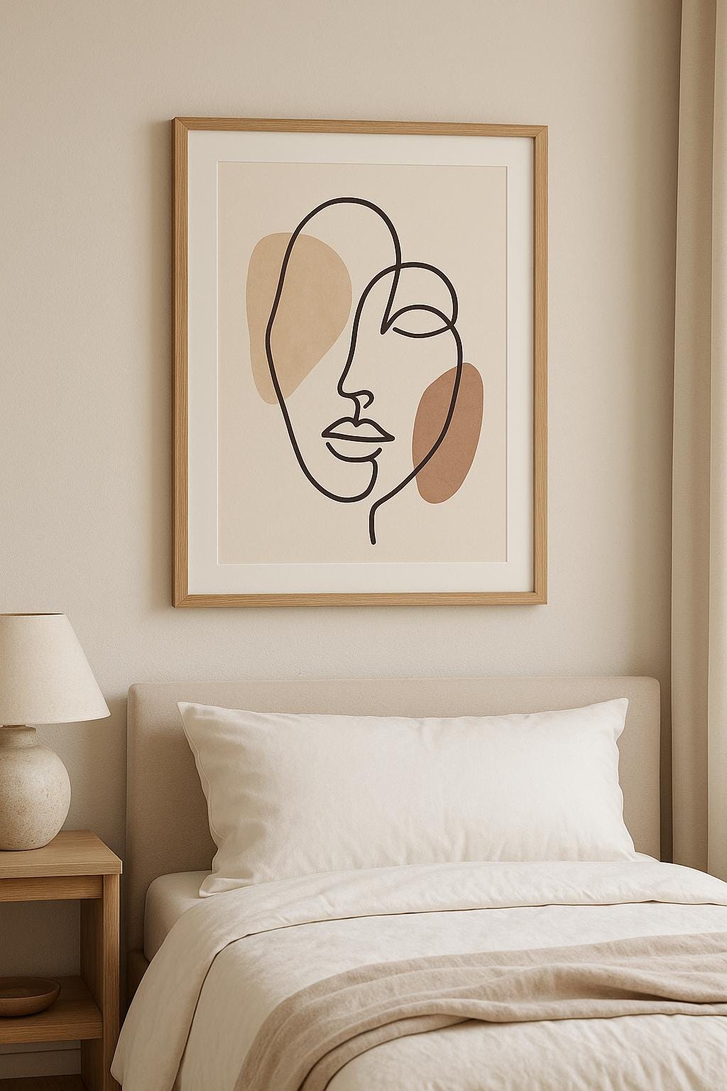 Abstract Face Line Art Print | Minimalist Earthy Decor (Digital Download)