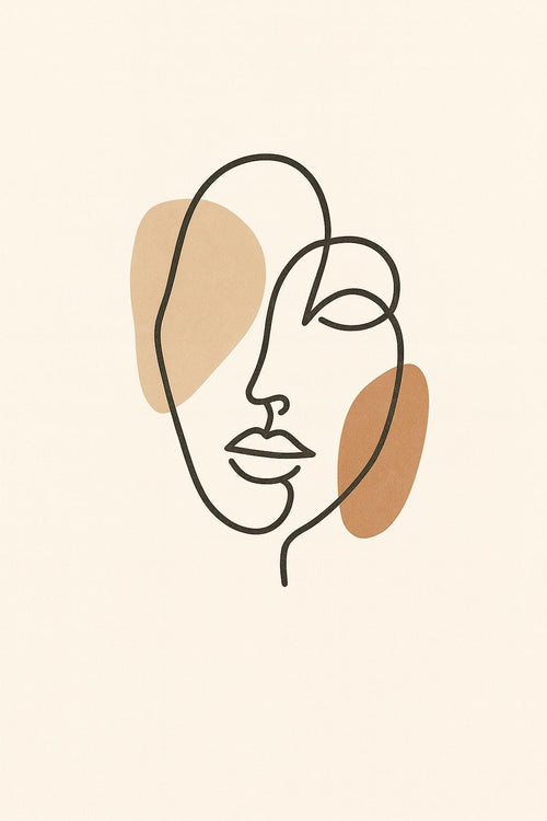 Abstract Face Line Art Print | Minimalist Earthy Decor (Digital Download)