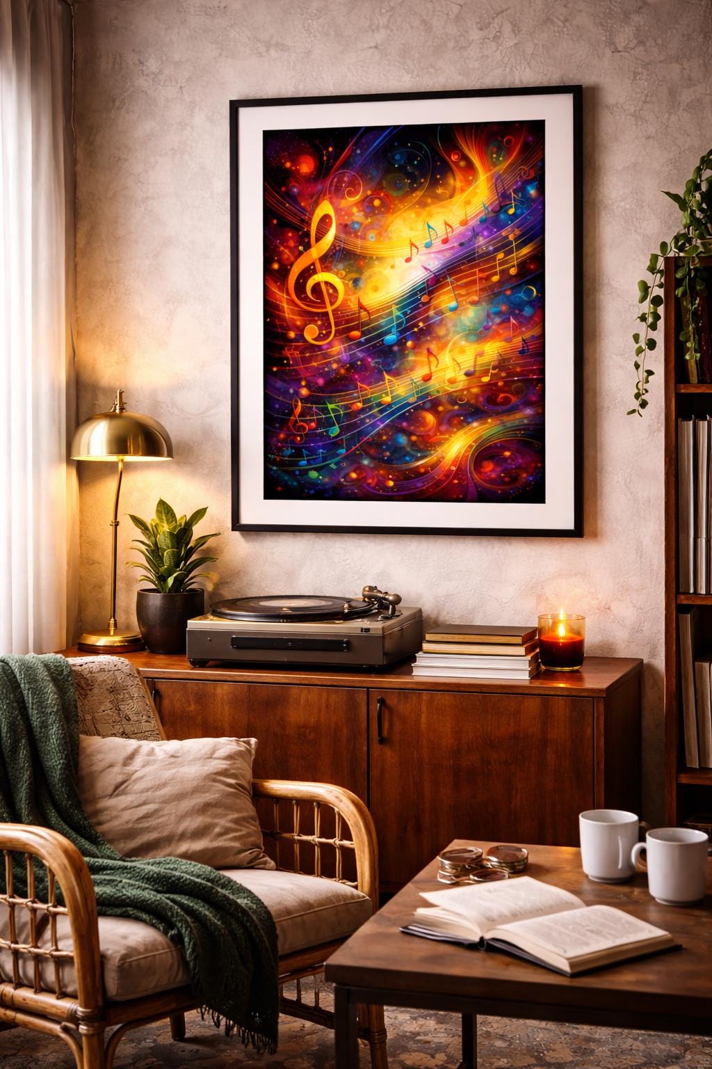 Abstract Music Notes Wall Art, Colorful Musical Notes Artwork, Treble Clef Music Decor, Vibrant Music Printable