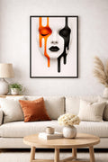 Abstract Melted Face Wall Art, Modern Surreal Portrait Print, Black Orange Minimal Art, Contemporary Digital Download