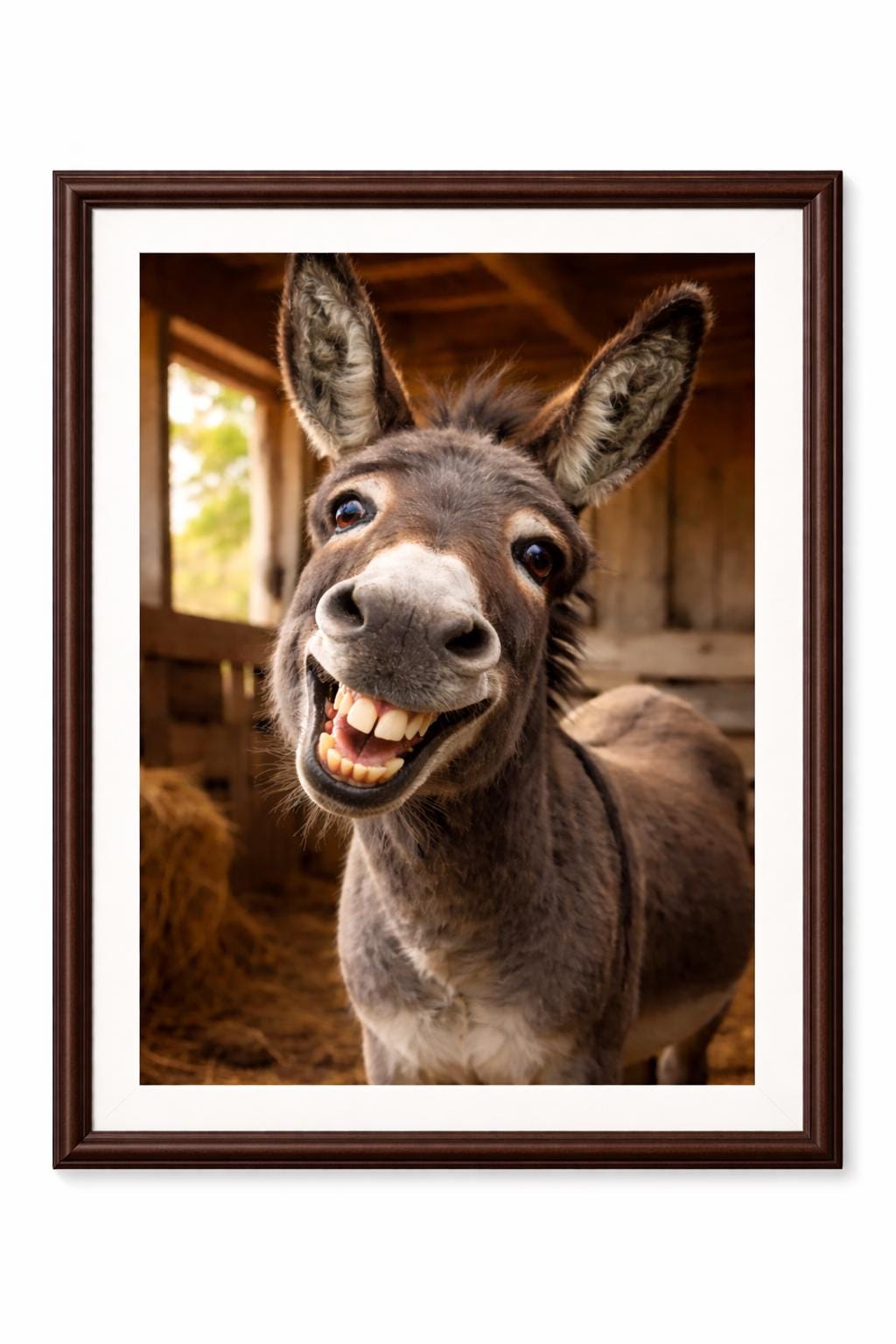 Funny Donkey Wall Art, Realistic Farm Animal Print, Rustic Farmhouse Decor, Humorous Donkey Portrait Printable